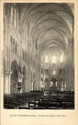 Ak Saint Leu d'Esserent Oise, Interieur de l'eglise, XII siecle