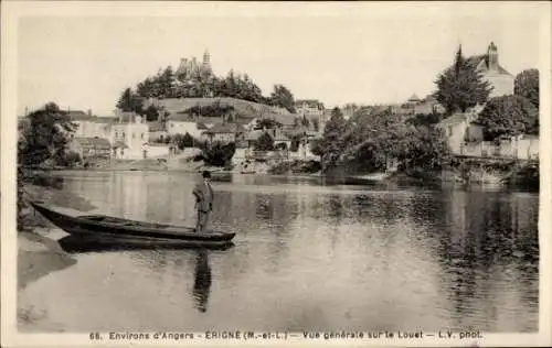 Ak Mûrs Erigné Maine et Loire, Vue generale sur le Louet, Ruderboot