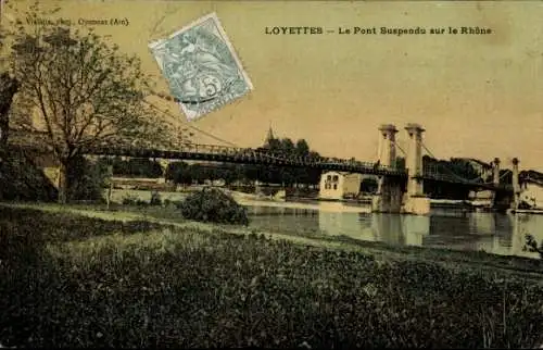 Ak Loyettes Ain, Hängebrücke, Rhein