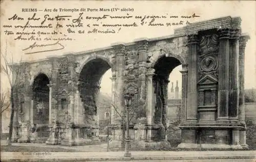 Ak Reims Marne, Arc de Triumphe, Porte Mars