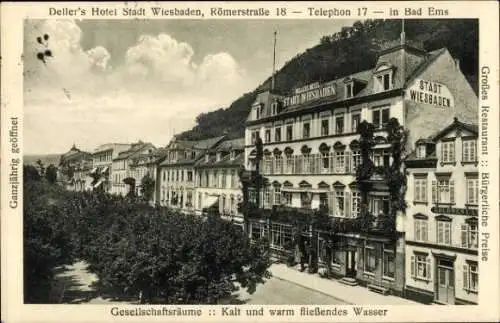 Ak Bad Ems an der Lahn, Hotel Stadt Wiesbaden, Römerstraße 18, Inh. Deller