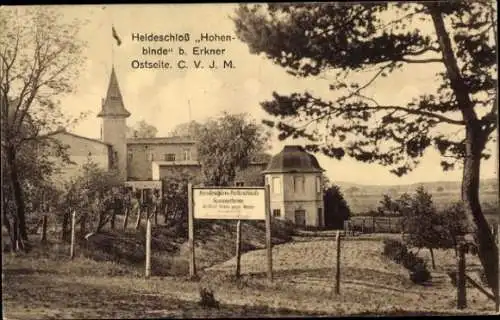 Ak Erkner in Brandenburg, Heideschloss Hohenbinde, Ostseite, CVJM