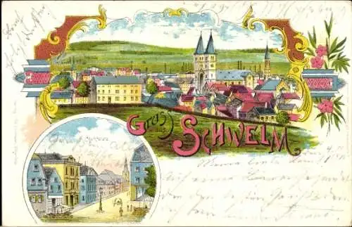 Litho Schwelm in Westfalen, Gesamtansicht, Marktplatz