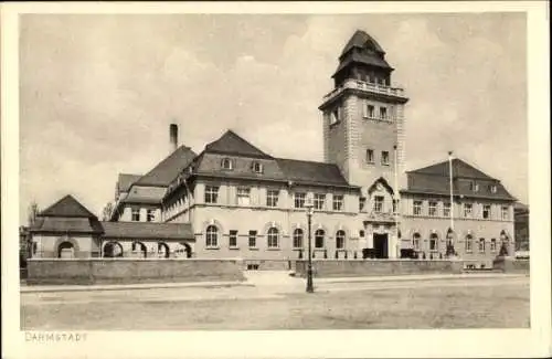 Ak Darmstadt in Hessen, Städtisches Hallen-Schwimmbad, Architekt Stadtbaurat Buxbaum