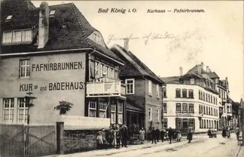 Ak Bad König im Odenwald Hessen, Kurhaus, Fafnirbrunnen, Kur- und Badehaus