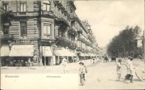 Ak Wiesbaden in Hessen, Wilhelmstraße, Cigarren-Geschäft August Engel