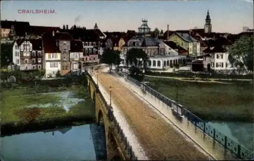 Ak Crailsheim in Württemberg, Teilansicht, Brücke, Kirche