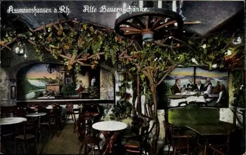 Ak Assmannshausen Rüdesheim am Rhein, Alte Bauernschänke, Hotel Wittmann, Innenansicht