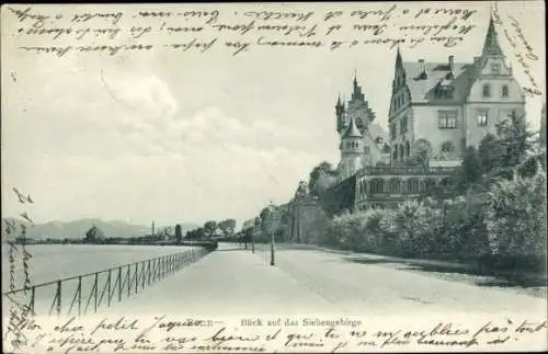 Ak Bonn am Rhein, Teilansicht, Promenade, Panorama, Siebengebirge