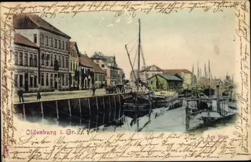 Ak Oldenburg im Großherzogtum Oldenburg, Am Stau, Boote