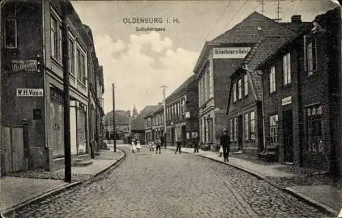 Ak Oldenburg in Holstein, Schuhstraße, Hotel, Geschäft von W. H. Voss