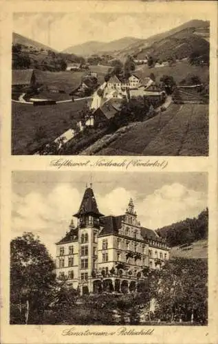 Ak Nordrach im Schwarzwald Baden, Gesamtansicht, Sanatorium von Rothschild