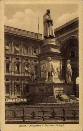 Ak Milano Mailand Lombardia, Leonardo da Vinci Denkmal