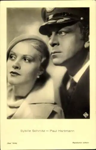 Ak Schauspieler Paul Hartmann, Schauspielerin Sybille Schmitz, Portrait