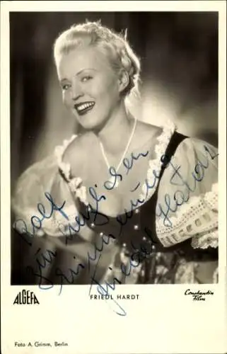 Ak Schauspielerin Friedl Hardt, Portrait, Autogramm, Film Die Rose vom Wörthersee