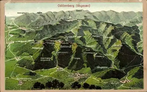 Landkarten Ak Obernai Elsass Bas Rhin, Odilienberg Mont Sainte Odile, Vogesen