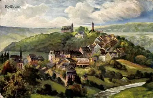 Künstler Ak Kyllburg in der Eifel, Panorama des Ortes