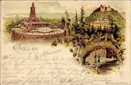 Litho Kyffhäuserland Thüringen, Barbarossa Höhle, Denkmal, Rothenburg