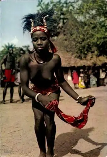 Ak L'Afrique en Couleurs, la Danseuse du Mouchoir, barbusige Afrikanerin