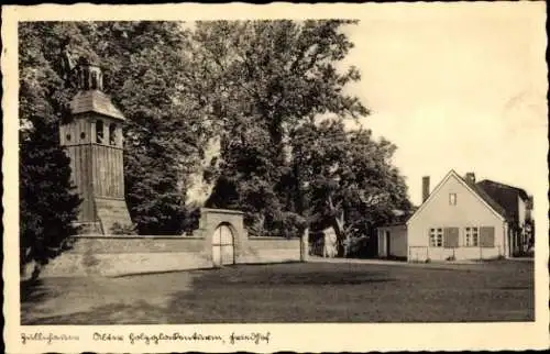 Ak Sulechów Züllichau Ostbrandenburg, Alter Holzglockenturm, Friedhof