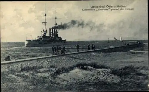 Ak Chorzelin Osternothafen Świnoujście Swinemünde Pommern, Deutsches Kriegsschiff, Hannover