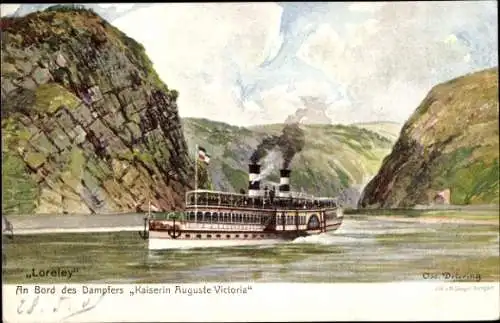 Künstler Ak Detering, Dampfer Kaiserin Auguste Victoria, Loreley