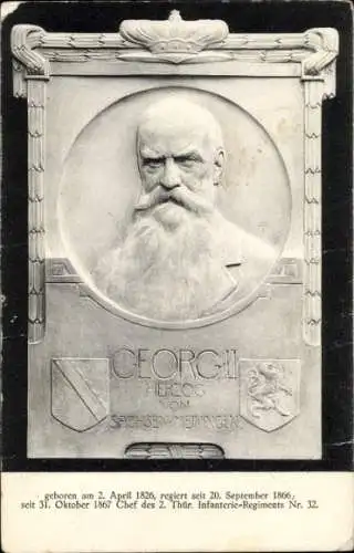 Ak Herzog Georg II von Sachsen Meiningen, Portrait, Relief