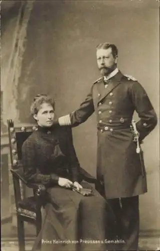 Ak Prinz Heinrich von Preußen mit Gemahlin, Irene von Hessen, Portrait