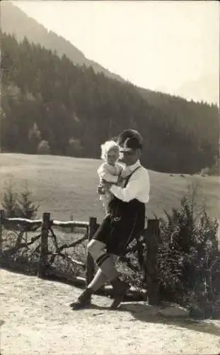 Foto Ak Prinz Adalbert von Preußen mit Sohn Prinz Wilhelm Victor Freund von Preußen, Königssee Obb.