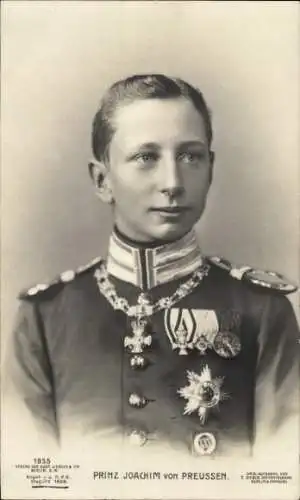 Ak Prinz Joachim von Preußen, Portrait, Uniform, Orden, Liersch 1855