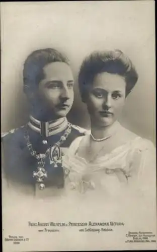 Ak Prinz August Wilhelm von Preußen, Alexandra Viktoria von Schleswig Holstein