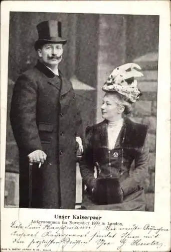 Ak Deutsches Kaiserpaar, Kaiser Wilhelm II., Kaiserin Auguste Viktoria, London 1899