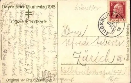 Künstler Ak Zumbusch, Ludwig von, Bayerischer Blumentag 1913, Junge mit Mohnblüte