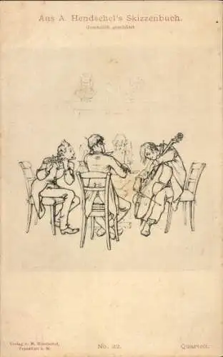 Künstler Ak Hendschel, Albert, Quartett, Skizzenbuch No. 22