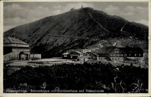 Ak Karpacz Krummhübel Schlesien, Dom Śląski, Schlesierhaus, Schneekoppe, Riesenbaude