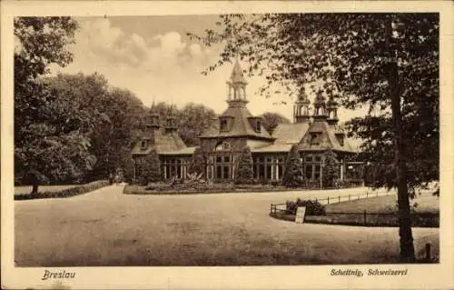 Ak Wrocław Breslau Schlesien, Scheitnig, Schweizerei