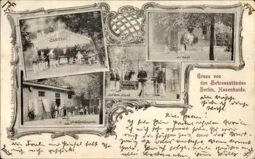 Ak Berlin Neukölln, Schießstände in der Hasenhaide, Hasenheide, Kantine, Geräteschuppen, Wache