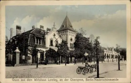 Ak Berlin Treptow Niederschöneweide, Wirtshaus Loreley an der Oberspree