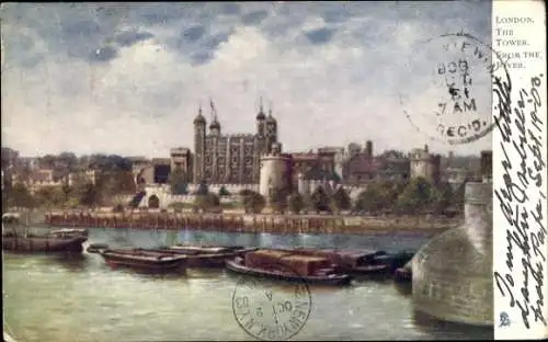 Künstler Ak London City England, Turm vom Fluss aus