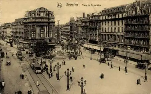 Ak Brüssel Brüssel, Place de Brouckère, Straßenbahn