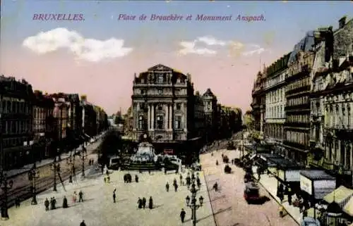 Ak Brüssel Brüssel, Place de Brouckère, Anspach-Denkmal