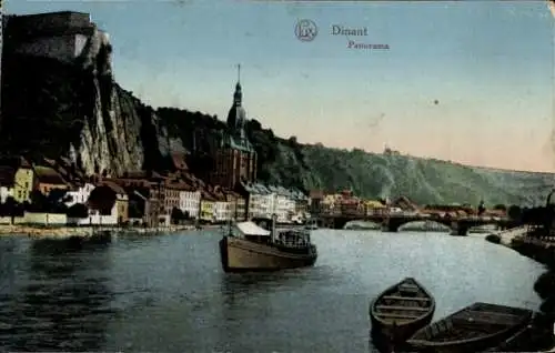 Ak Dinant Wallonien Namur, Panorama, Maasdampfer, Brücke