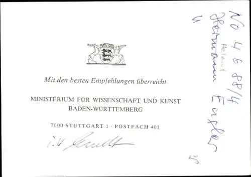 Ak Politiker Helmut Engler, Autogramm