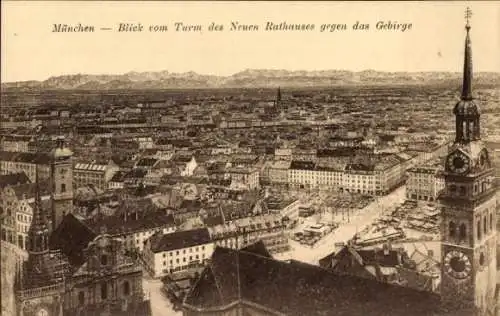 Ak München, Blick vom Turm des Neuen Rathauses, Panorama