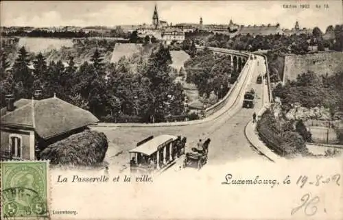 Ak Luxemburg, Boulevard du Viaduc, Viadukt, Pferdebahn