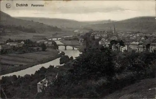 Ak Diekirch Luxemburg, Blick vom Herrenberg, Brücke