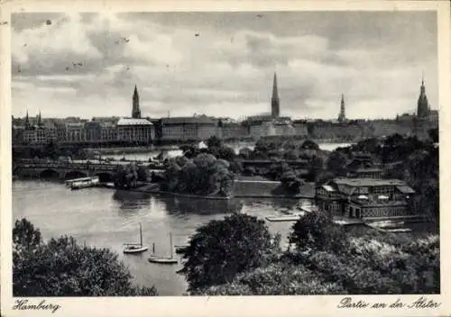 Ak Hamburg, an der Alster