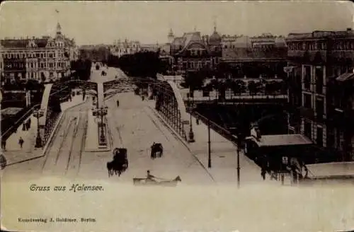 Ak Berlin Wilmersdorf Halensee, Teilansicht, Brücke