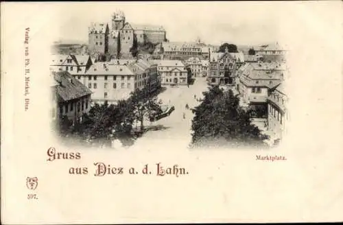 Ak Diez an der Lahn, Marktplatz