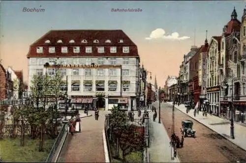 Ak Bochum im Ruhrgebiet, Bahnhofstraße, Handelshof, Café